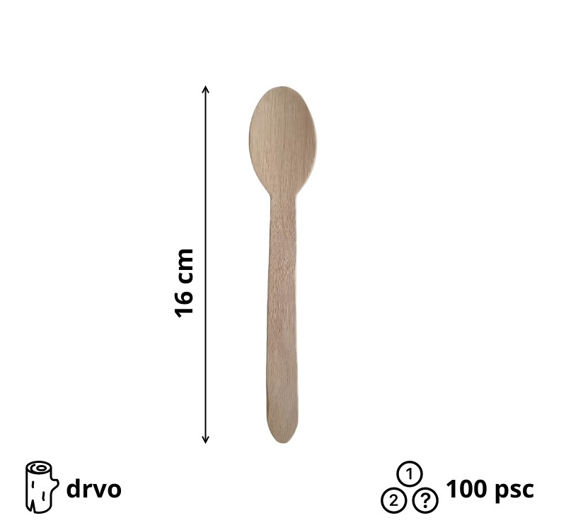 Kašika drvena 160  mm [100 kom/pak]