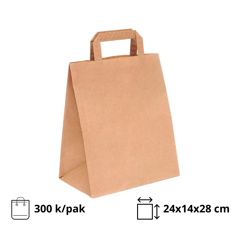 Papirna kesa sa plitkim ručkama 240x140x280 mm kraft [74 kom/pak]