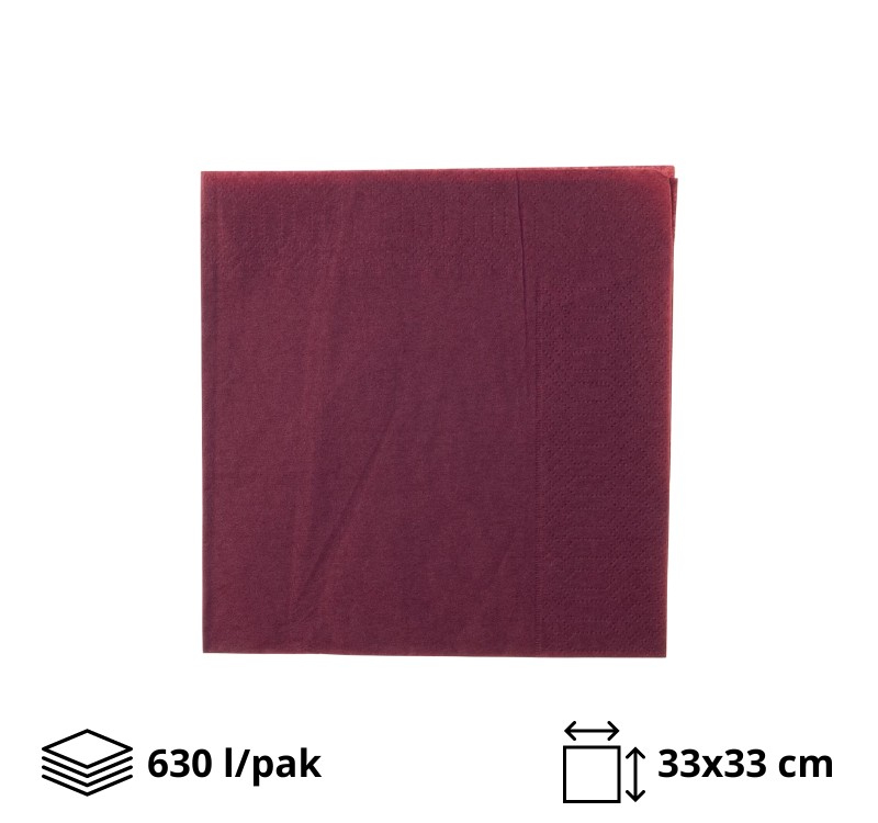 Papirne salvete 2sl 33x33cm bordo 630 l/pack