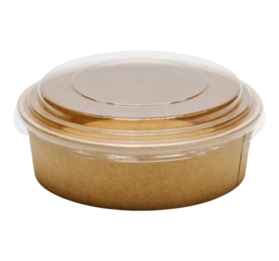 Papirnata posuda 1300 ml d=187 mm h=69 mm, kraft s poklopcem [200 kom/pak]