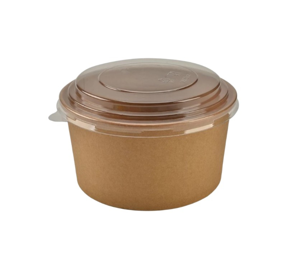 Kartonska posuda 550 ml d=145 mm, h=54 mm kraft za PP poklopcem [28 kom/pak]