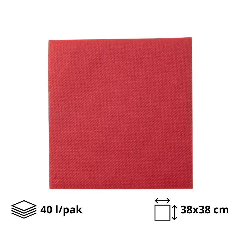 Papirne salvete 2sl 38x38cm crvene 40 l/pak