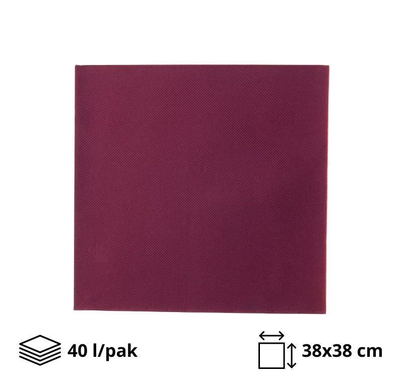 Papirne salvete 2sl 38x38cm bordo 40 l/pak