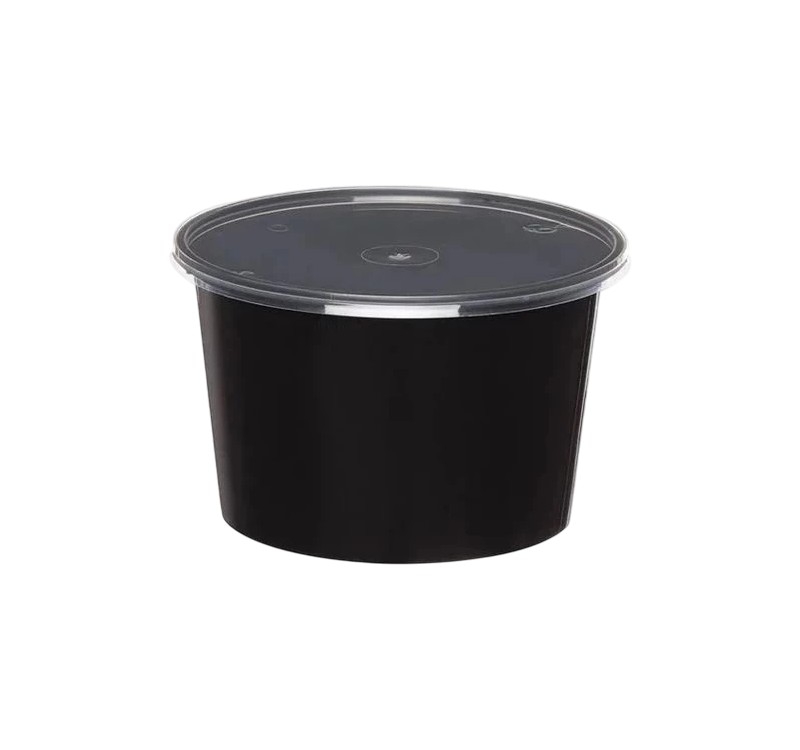 Posuda za supu PP 1000 ml d=145 mm h=90 mm crna sa poklopcem [50 kom/pak]