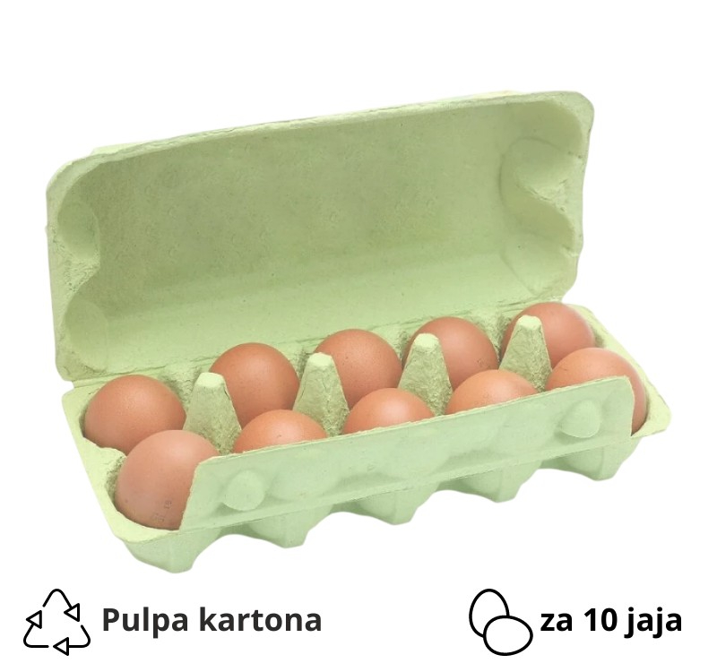 Ambalaža za 10 jaja pulpa kartona, zelen