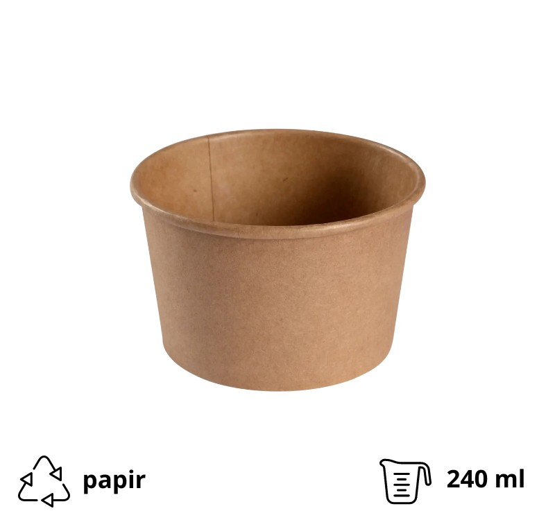 Kartonska posuda za supu 240 ml d=90 mm h=60 mm kraft 25 kom