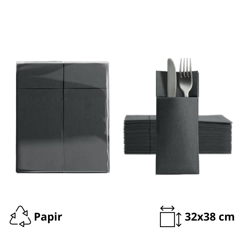Salveta za pribor 32x38cm crna 50 kom/pack [5 kom/pak]