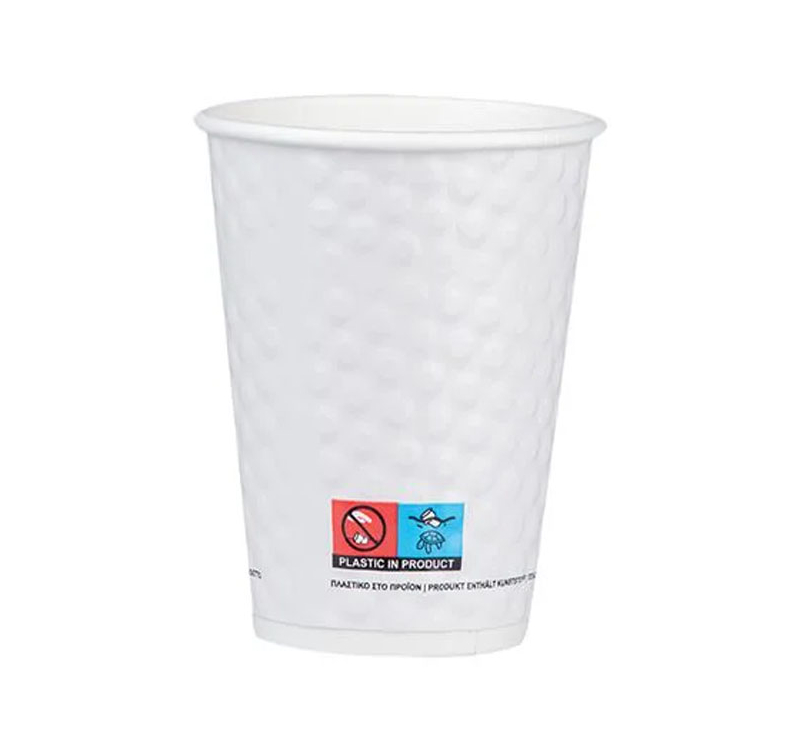Čaša papirnata termo 350 ml d=90 mm bela Bubble SUP [25 kom/pak]