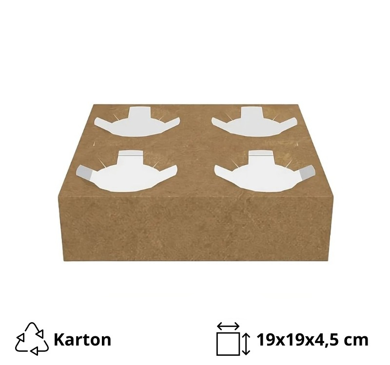 Držač za 4 čaše 19x19x4.5 cm kraft 50 kom