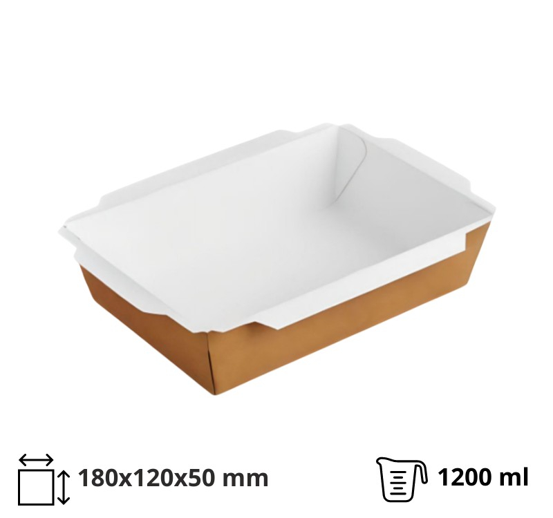 Kartonska posuda za salate i topla jela  1200ml 180х120х50mm kraft [599 kom/pak]