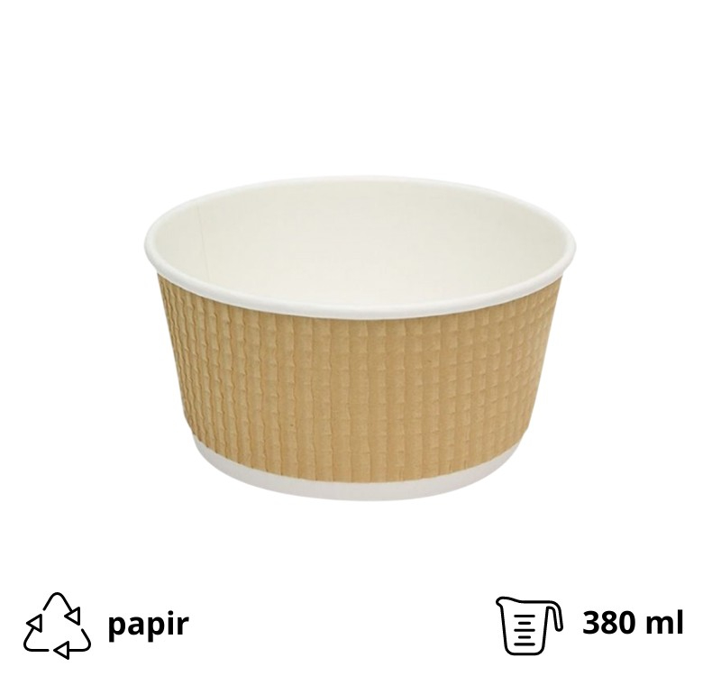 Kartonska posuda Tambien ECO s poklopcem 380 ml d=110 mm h=60 mm valoviti kraft isprekidana linija 50 kom/pak (komplet)