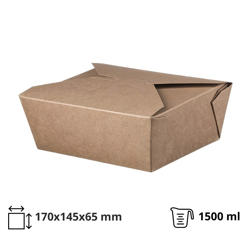 Kartonska kutija Take Away 1500 ml 170x145x65 mm kraft 50 kom
