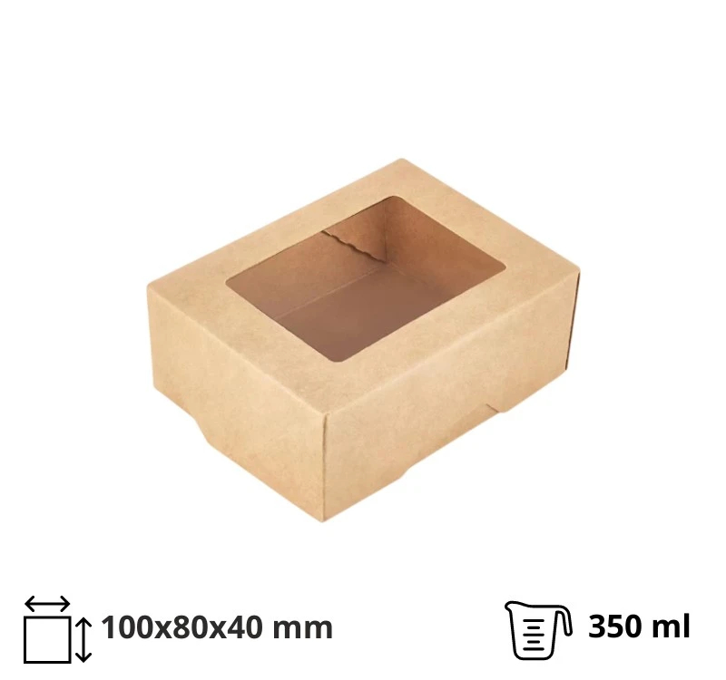 Papirnata posuda s prozorom 350 ml 100x80x40 mm kraft 25 kom