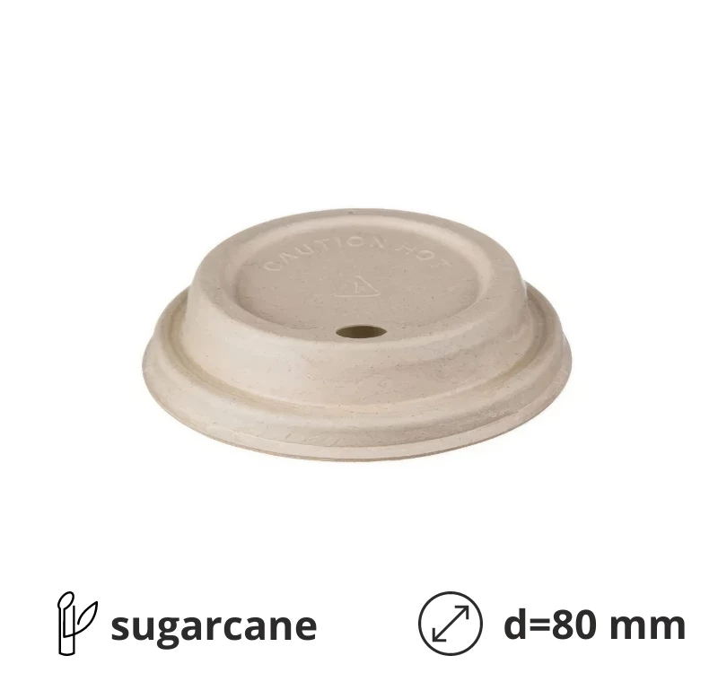 Poklopac sa otvorom šećerna trska d=80 mm, bež 50 kom