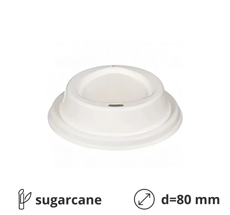 Poklopac sa otvorom šećerna trska d=80 mm, bela 50 kom