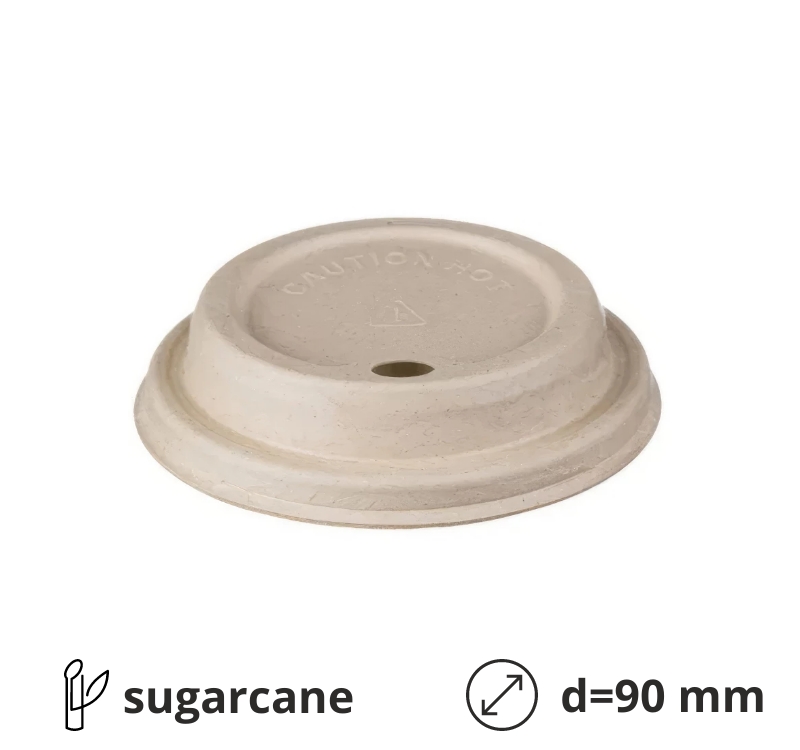 Poklopac sa otvorom šećerna trska d=90 mm, bež 50 kom