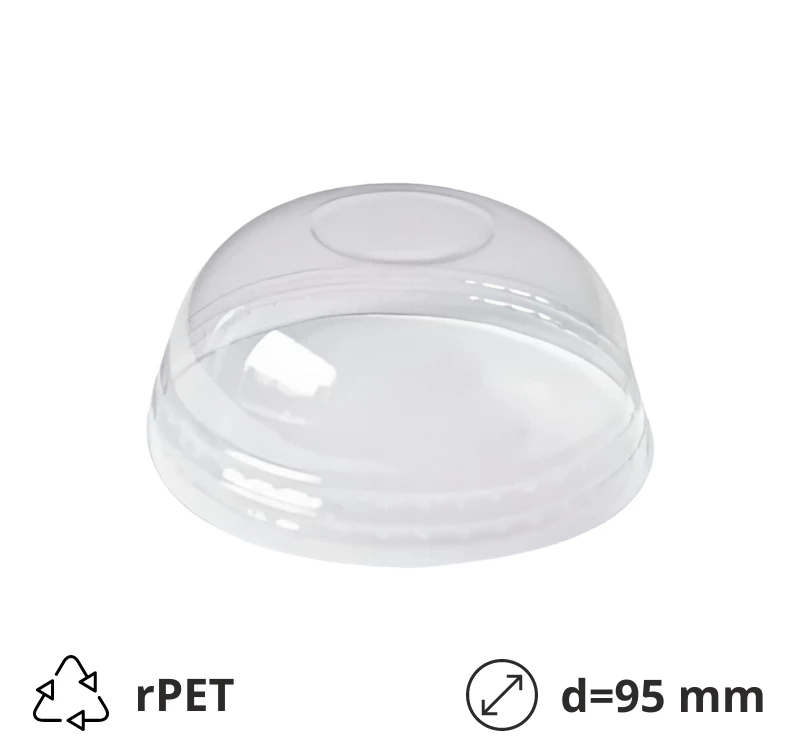 Poklopac rPET kupola bez otvora  d=95mm 100 kom