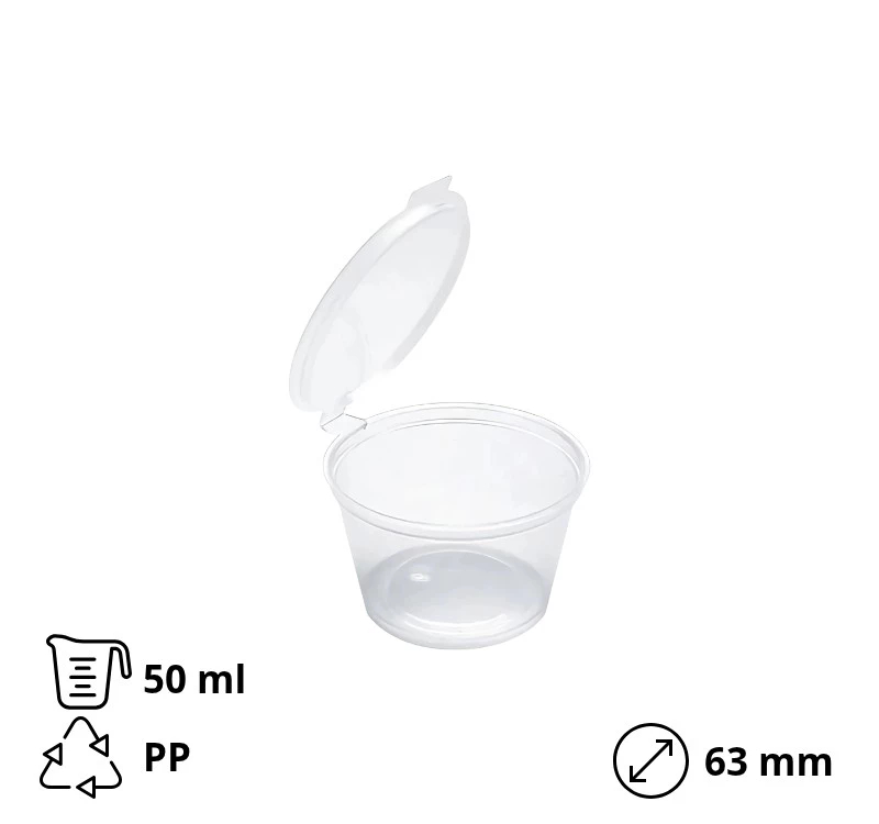 Posuda za sos sa poklopcem PP 50 (60) ml d=63 mm 50 kom