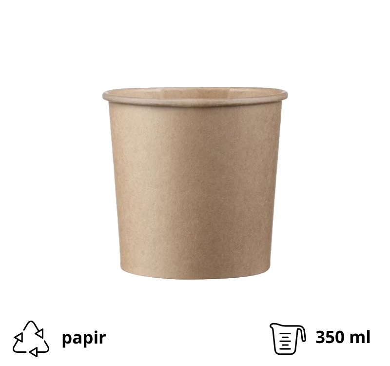 Kartonska posuda 340 ml d=90 mm h=85 mm kraft za poklopcem 50 kom/pak