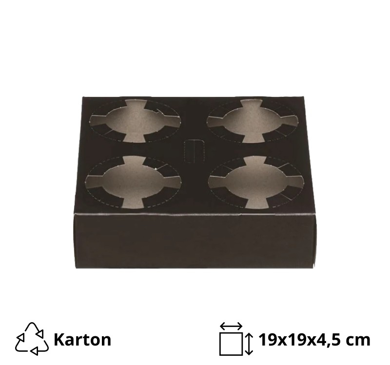 Držač za 4 čaše 19x19x4.5 cm crna 50 kom