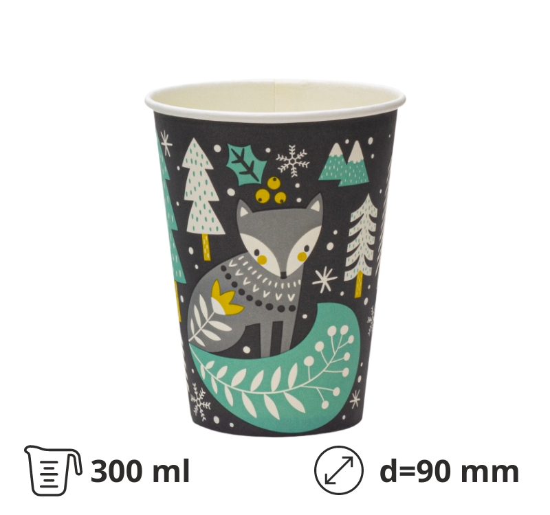 Papirna čaša 1-sl 300 ml d=90mm, za tople napitke [100 kom/pak]