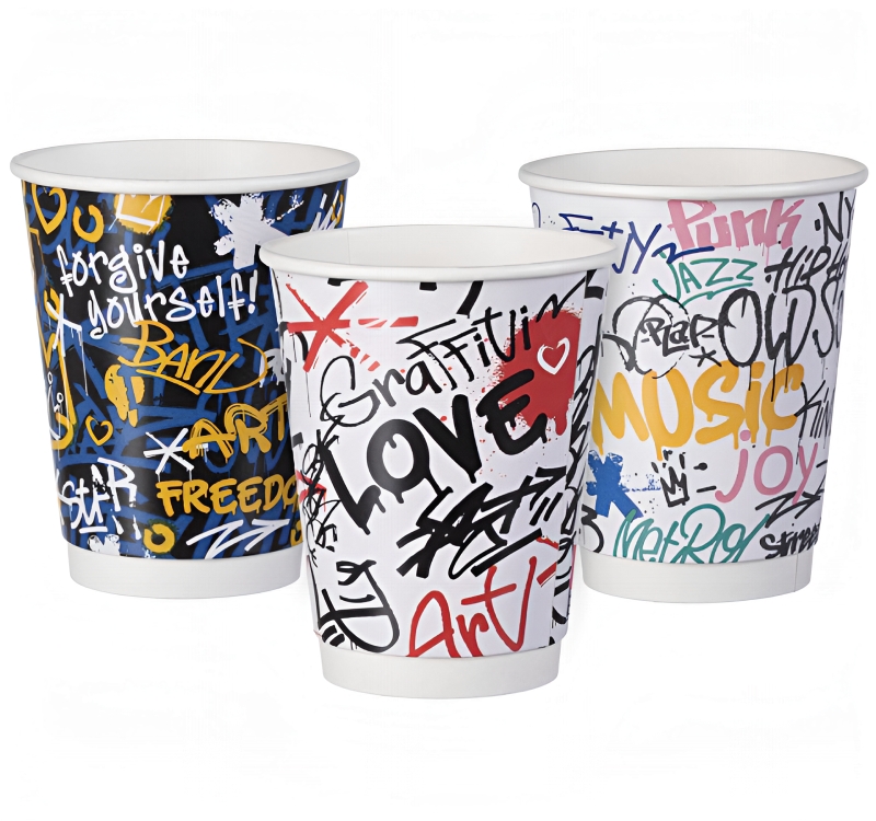 Čaša papirnata termo 350 ml d=90 mm Graffiti Mix SUP [25 kom/pak]