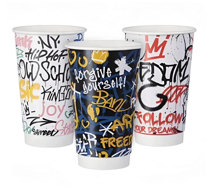 Čaša papirnata termo 450 ml d=90 mm Graffiti Mix SUP [25 kom/pak]