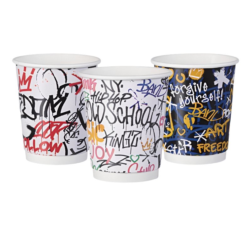 Čaša papirnata termo 240 ml d=80 mm Graffiti Mix SUP [25 kom/pak]