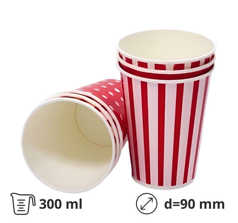 Papirna čaša 1sl 300 (430)ml d=90mm za hladne napitke, Pinup [50 kom/pak]