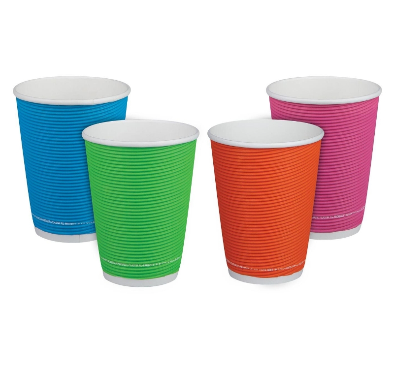 Čaša papirnata termo 350 ml d=90 mm ripple raznobojne SUP [25 kom/pak]