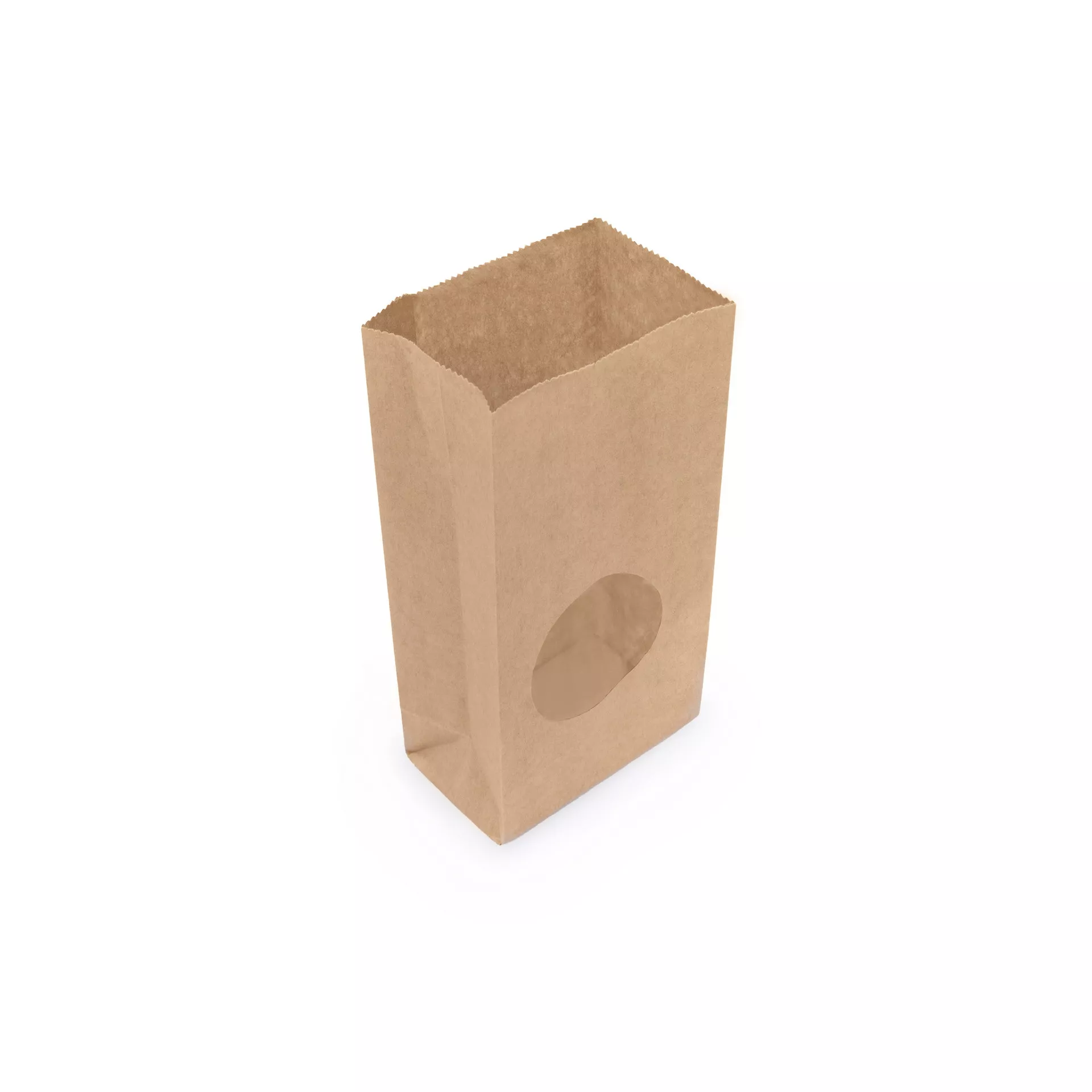 Papirna kesa pravougaono dno sa okruglim prozorom 200х100х60 mm kraft, prozori 7 cm [150 kom/pak]