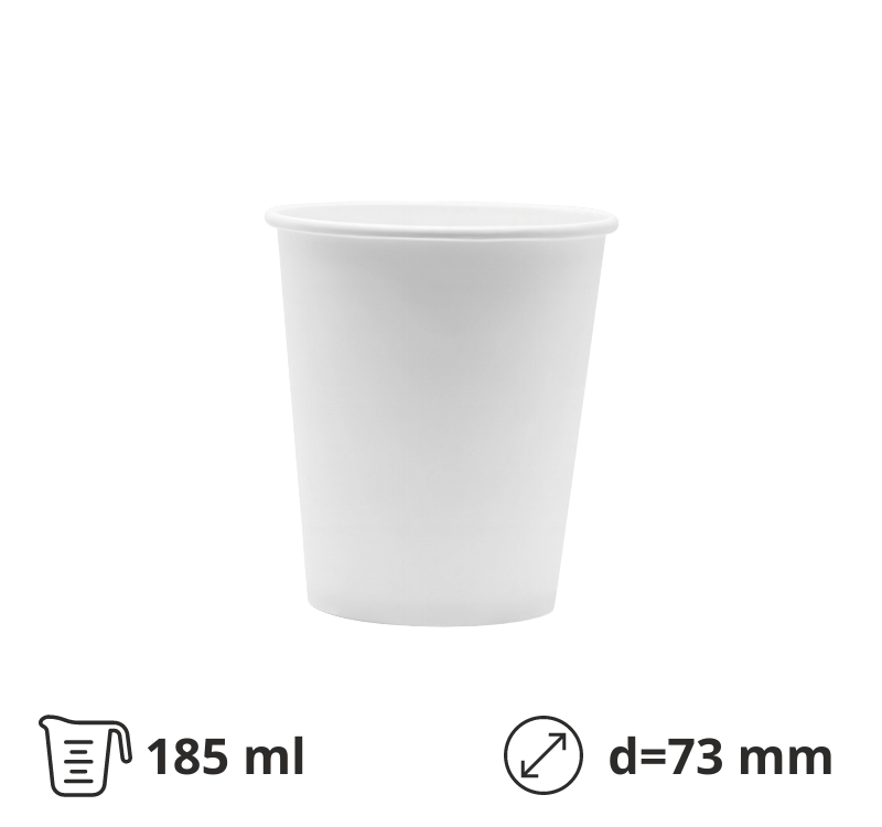 Papirna čaša 1-sl 185 ml d=73 mm bela [100 kom/pak]