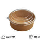 Papirnata posuda 500 ml d=145 mm h=54 mm, kraft, sa poklopcem PET, 50 kom