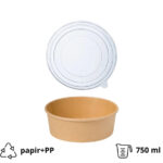 Papirnata posuda sa poklopcem 750 ml d=145 mm h=68 mm kraft 50 kom (komplet)