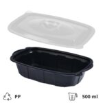 Posuda sa poklopcem PP za toplu hranu 220х138х42 mm 500 ml crna, 50 kom (komplet)