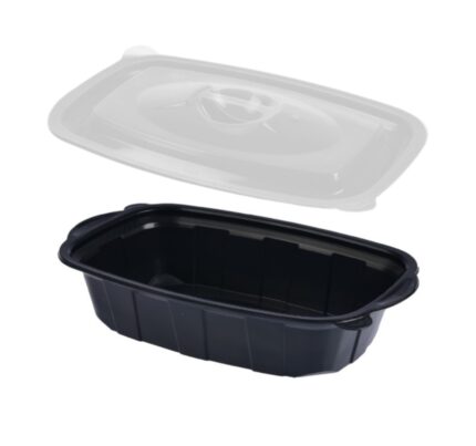 Posuda sa poklopcem PP za toplu hranu 220х138х42 mm 500 ml crna, 50 kom (komplet)