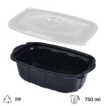 Posuda sa poklopcem PP za toplu hranu 220х138х58 mm 750 ml crna, 50 kom (komplet)