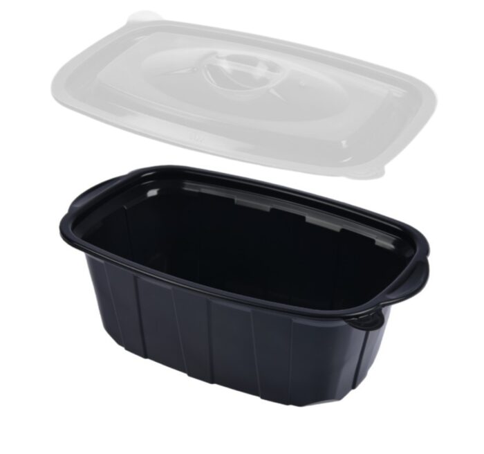 Posuda sa poklopcem PP za toplu hranu 220х138х76 mm 1000 ml crna, 50 kom (komplet)