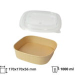 Papirnata posuda sa poklopcem 1000 ml 170х170х56 mm, kraft, 50 kom (komplet)