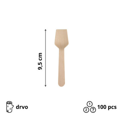 Žličica za sladoled 9.5 cm drvena 100 kom