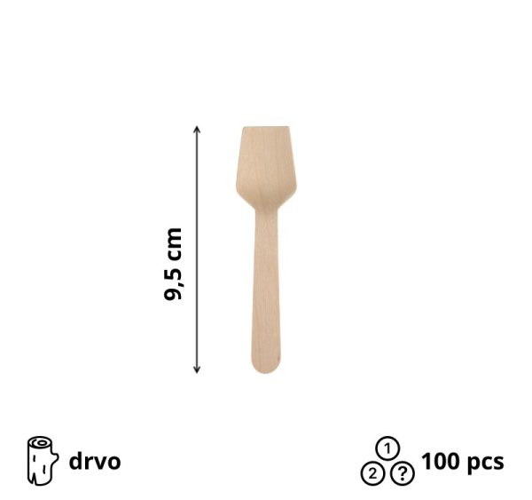 Žličica za sladoled 9.5 cm drvena 100 kom
