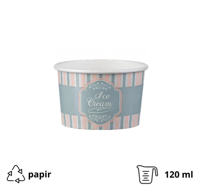 Papirnata skodelica 120 ml (4oz) ICE CREAM design d=7,7cm, h=4,8cm 50 kom