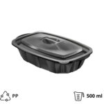 PP posuda 500 ml sa poklopcem crna [50 kom/pak]