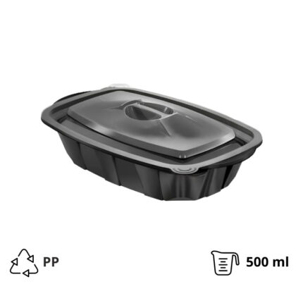 PP posuda 500 ml sa poklopcem crna [50 kom/pak]