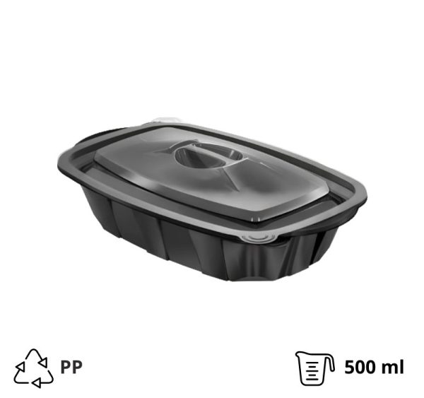 PP posuda 500 ml sa poklopcem crna [50 kom/pak]