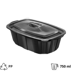 PP posuda sa poklopcem 750 ml crna [50 kom/pak]
