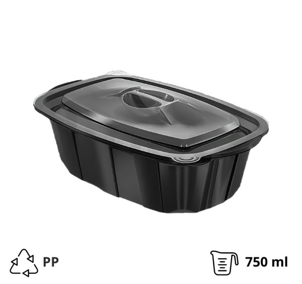 PP posuda sa poklopcem 750 ml crna [50 kom/pak]