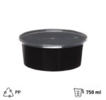 Posuda za supu PP 750 ml crna sa poklopcem