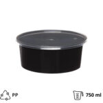 Posuda za supu PP 750 ml crna sa poklopcem