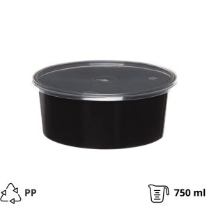 Posuda za supu PP 750 ml crna sa poklopcem